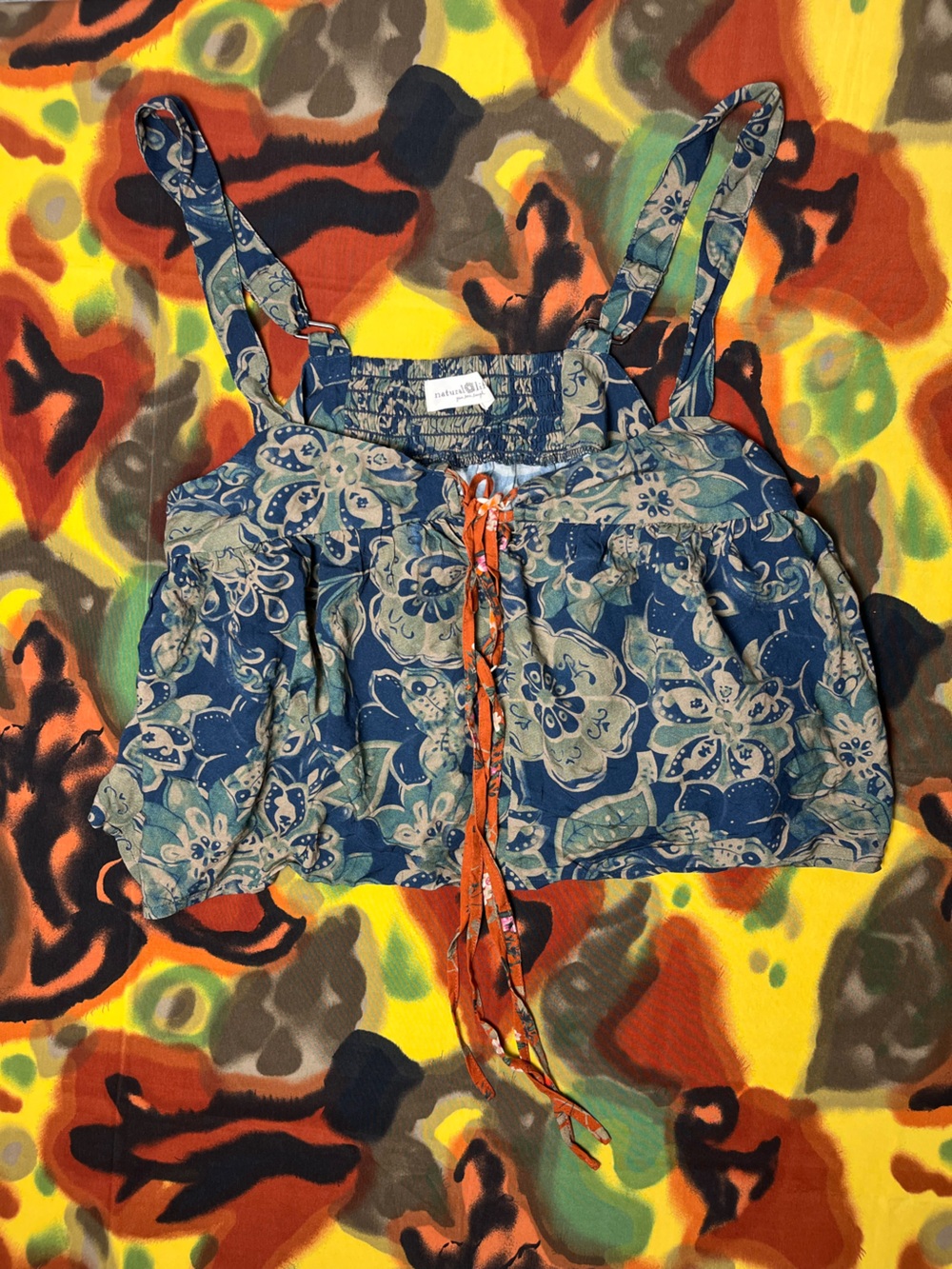 Natural Life Green Flower Pattern Tank Top Size Small